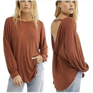 Free People Rust Long Sleeve Open-Back Top